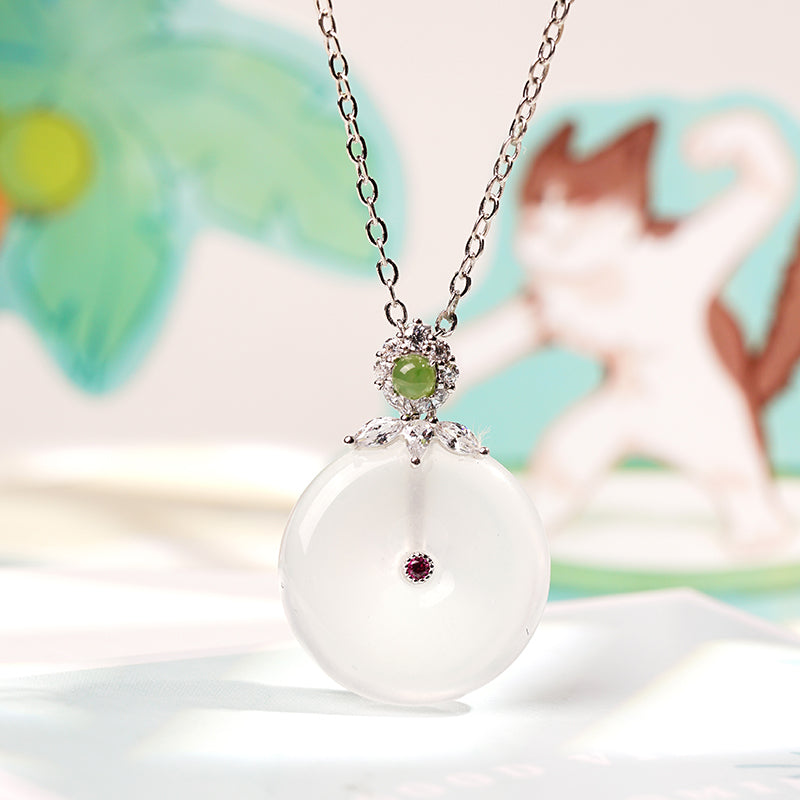 S925 Malay Jade Donut Pendant Necklace