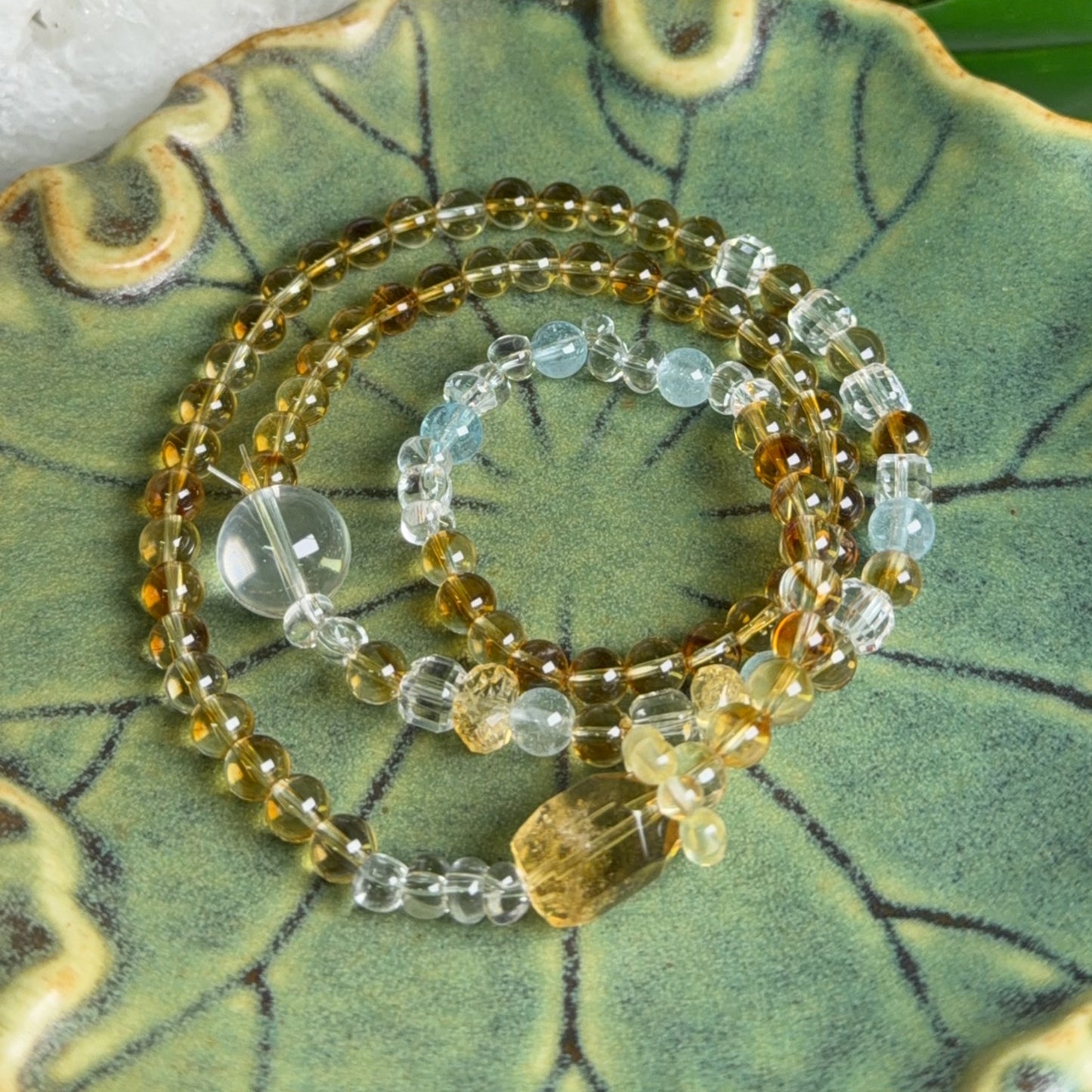 DIY Citrine Aquamarine Triple Wrap Bracelet