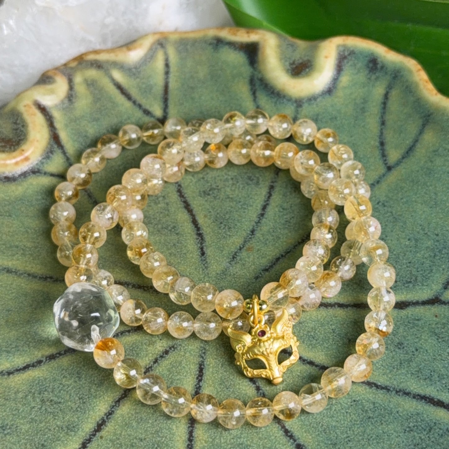 DIY Citrine Triple Wrap Fox Mask Bracelet