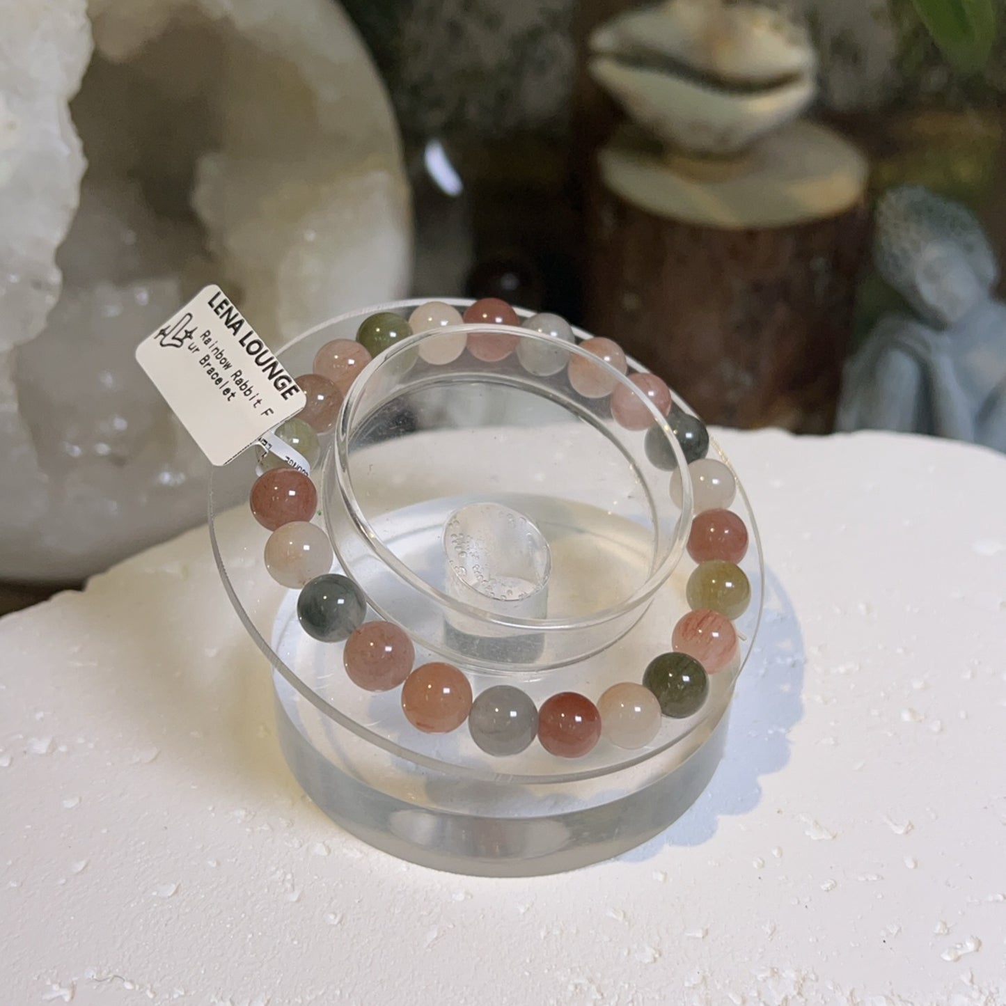 Rainbow Rabbit Fur Bracelet 8mm