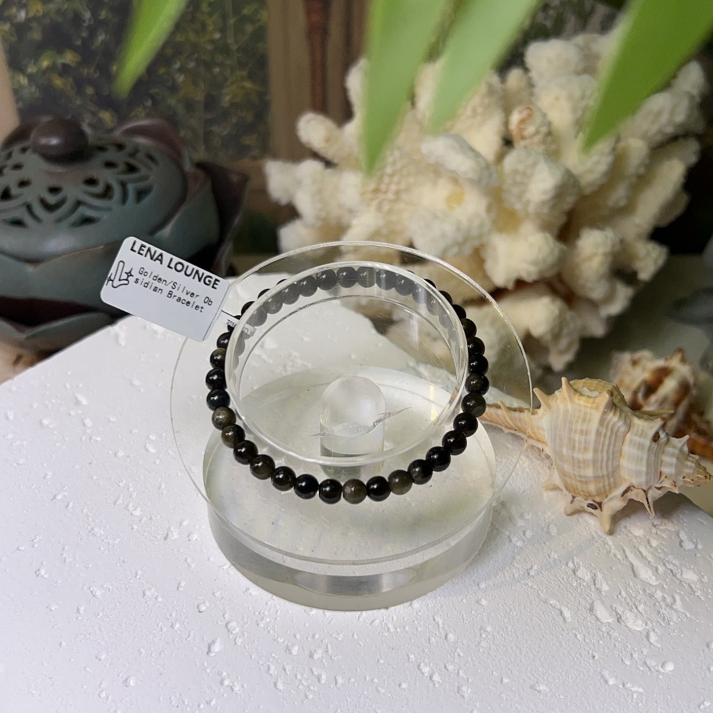 Golden Silver Obsidian Bracelet 6mm