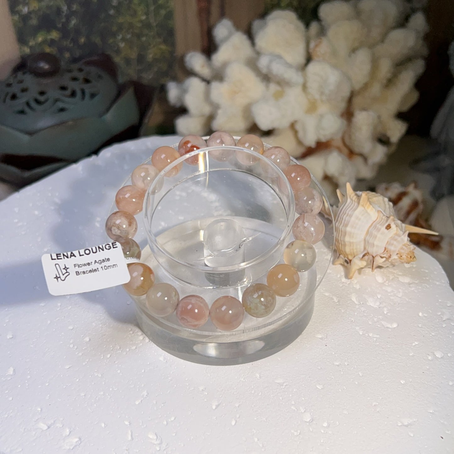 Flower Agate Bracelet 10mm