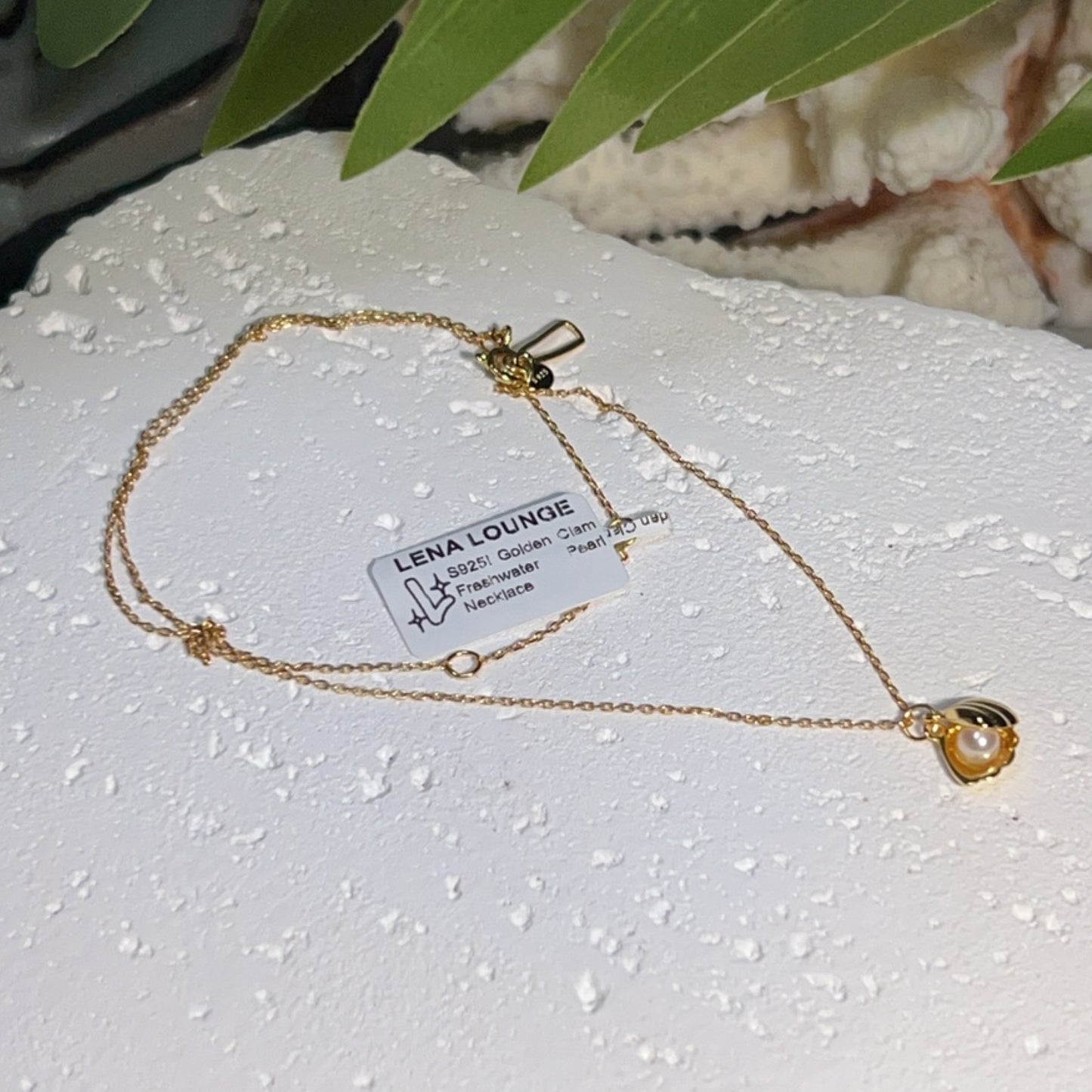S925! Golden Clam Freshwater Pearl Necklace