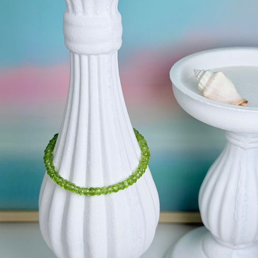 S925 Peridot Gemstone Chain Bracelet