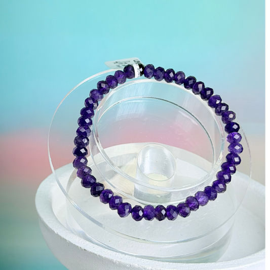 Gemstone Cut Dark Amethyst Bracelet