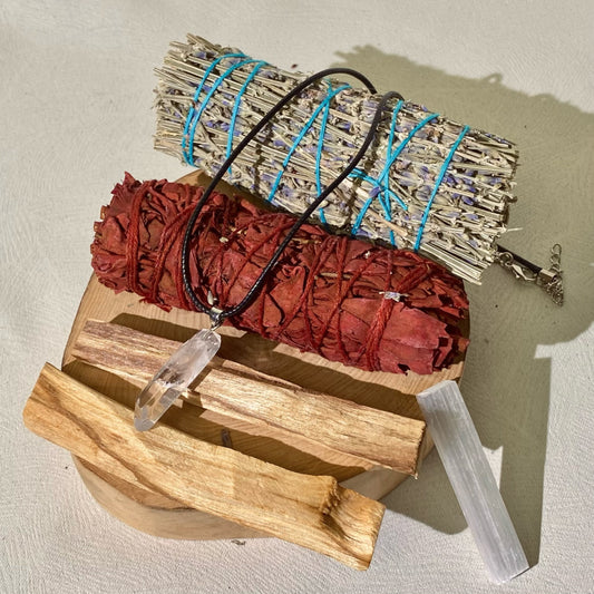 Dragon Blood and Lavender [Nurturing] Smudging Crystal Set
