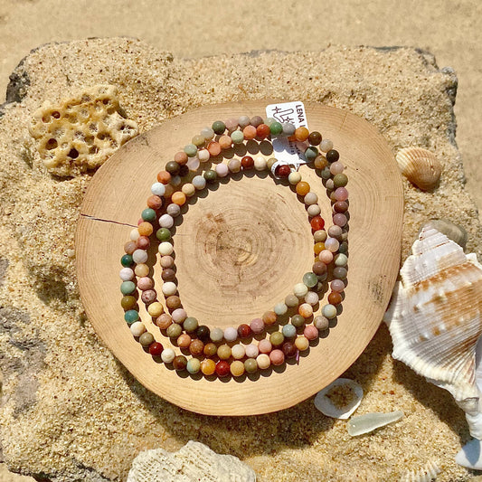 Alashan Agate Four Wrap Bracelet Necklace