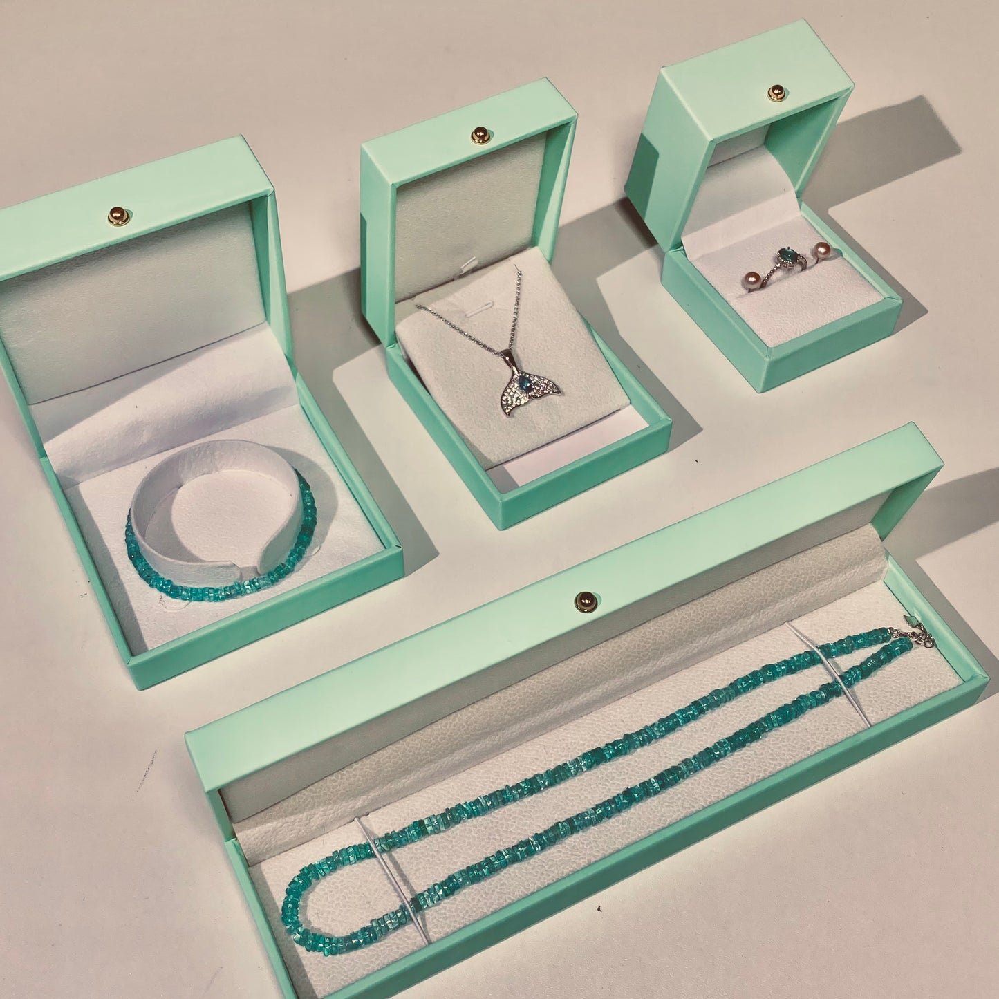 Cushioned Teal Gift Jewelry Boxes