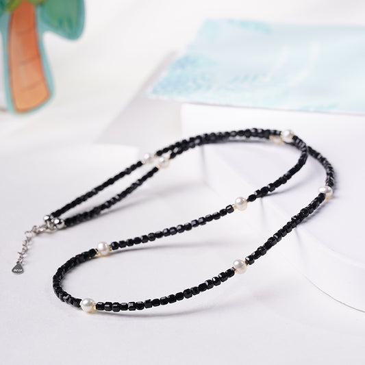 Black Tourmaline Pearl Necklace
