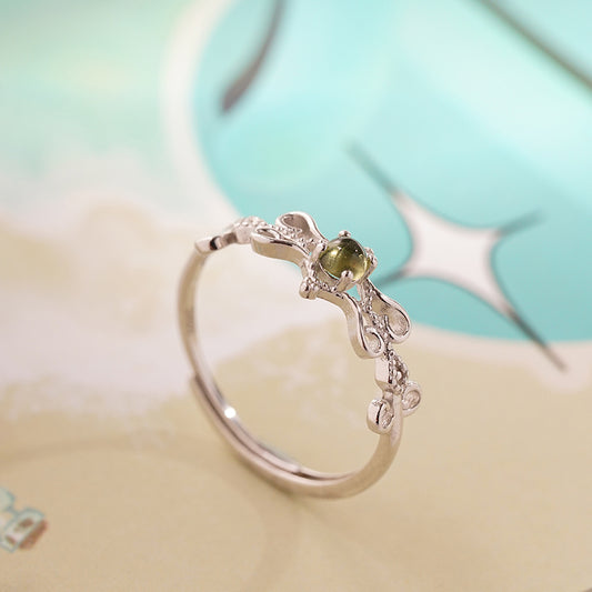 S925 Polished Elegant Moldavite Ring