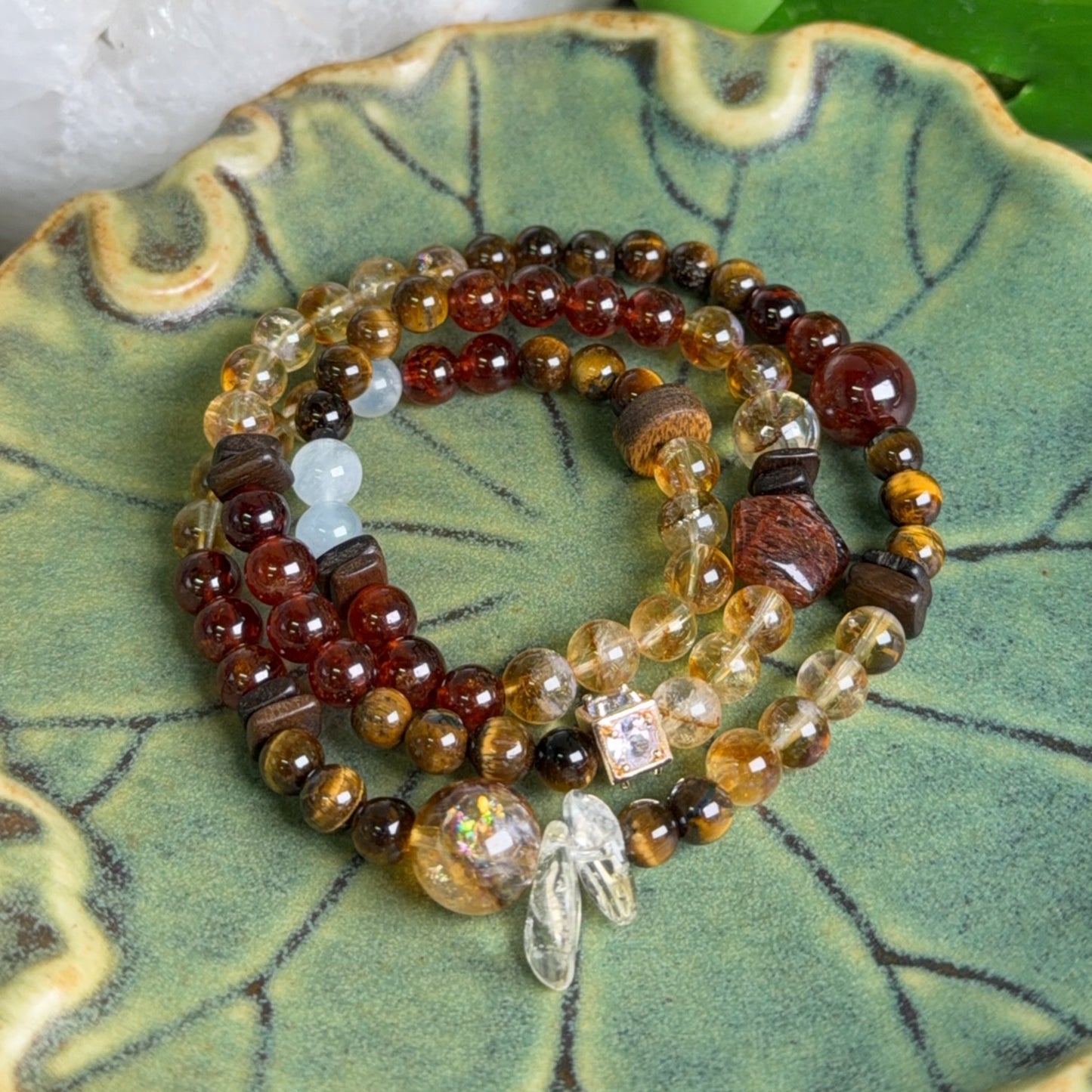 DIY Garnet Citrine Triple Wrap Bracelet