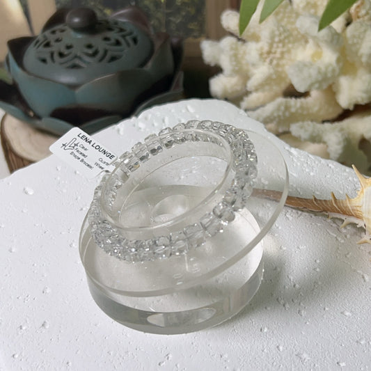 Clear Quarts Faceted Wheel Shape Bracelet