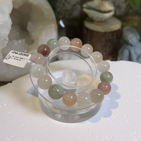 Rainbow Rabbit Fur Bracelet 12mm