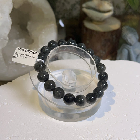 Black Rabbit Fur Bracelet 10mm