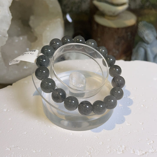 Gray Rabbit Fur Bracelet 11mm