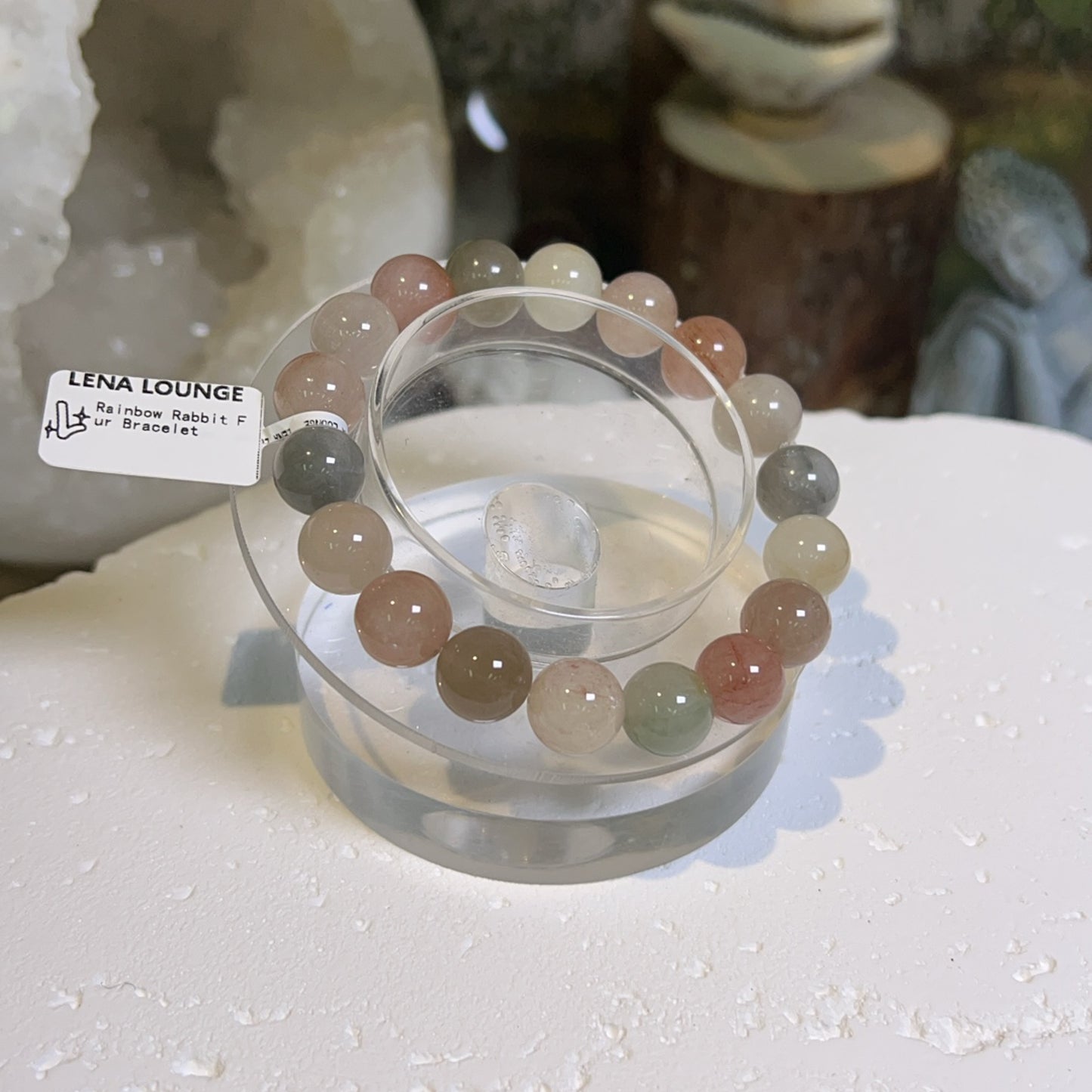 Rainbow Rabbit Fur Bracelet 11mm