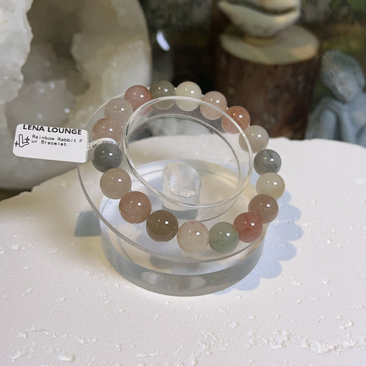 Rainbow Rabbit Fur Bracelet 11mm
