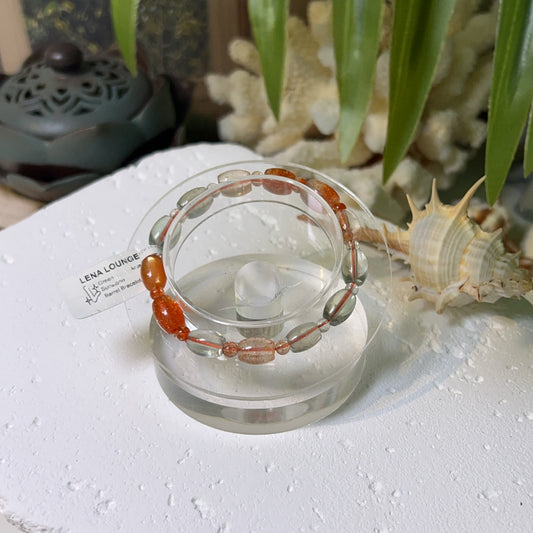 Green Arusha Sunstone Egg Barrel Bracelet