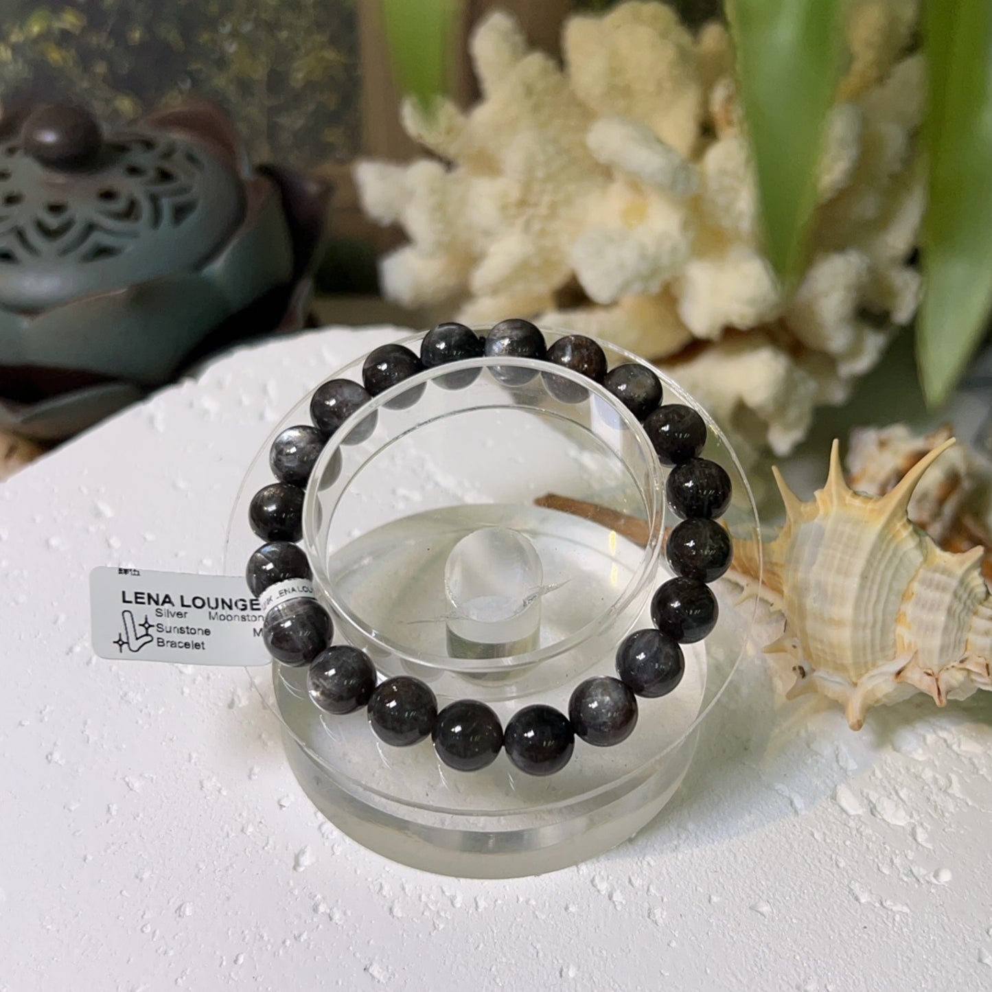 Silver Moonstone Sunstone Mix Bracelet