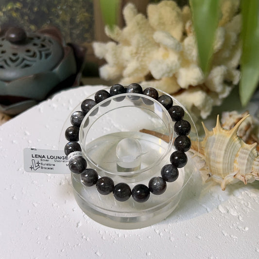 Silver Moonstone Sunstone Mix Bracelet