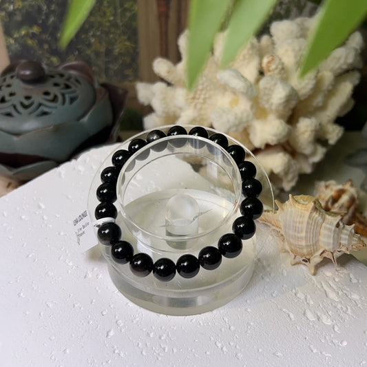 Silver Obsidian Bracelet 10mm