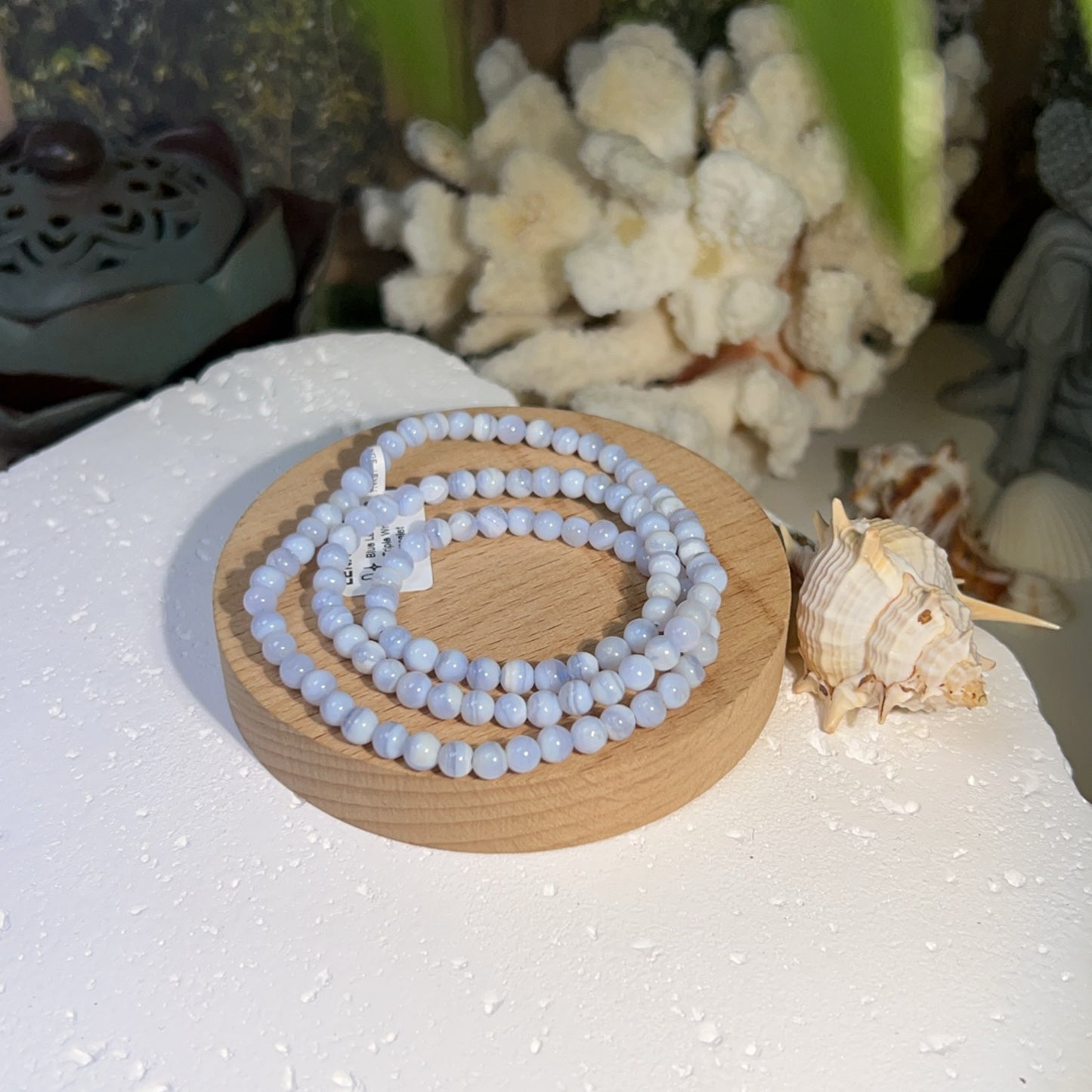 Blue Lace Agate Triple Wrap Bracelet