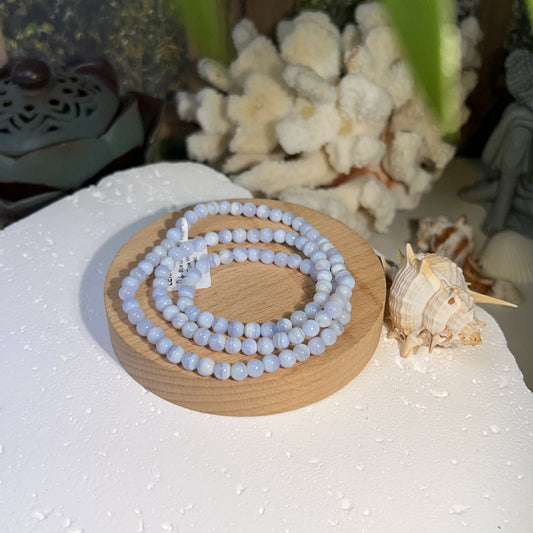 Blue Lace Agate Triple Wrap Bracelet