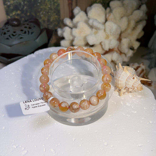 Carnelian Flower Agate Bracelet 10mm