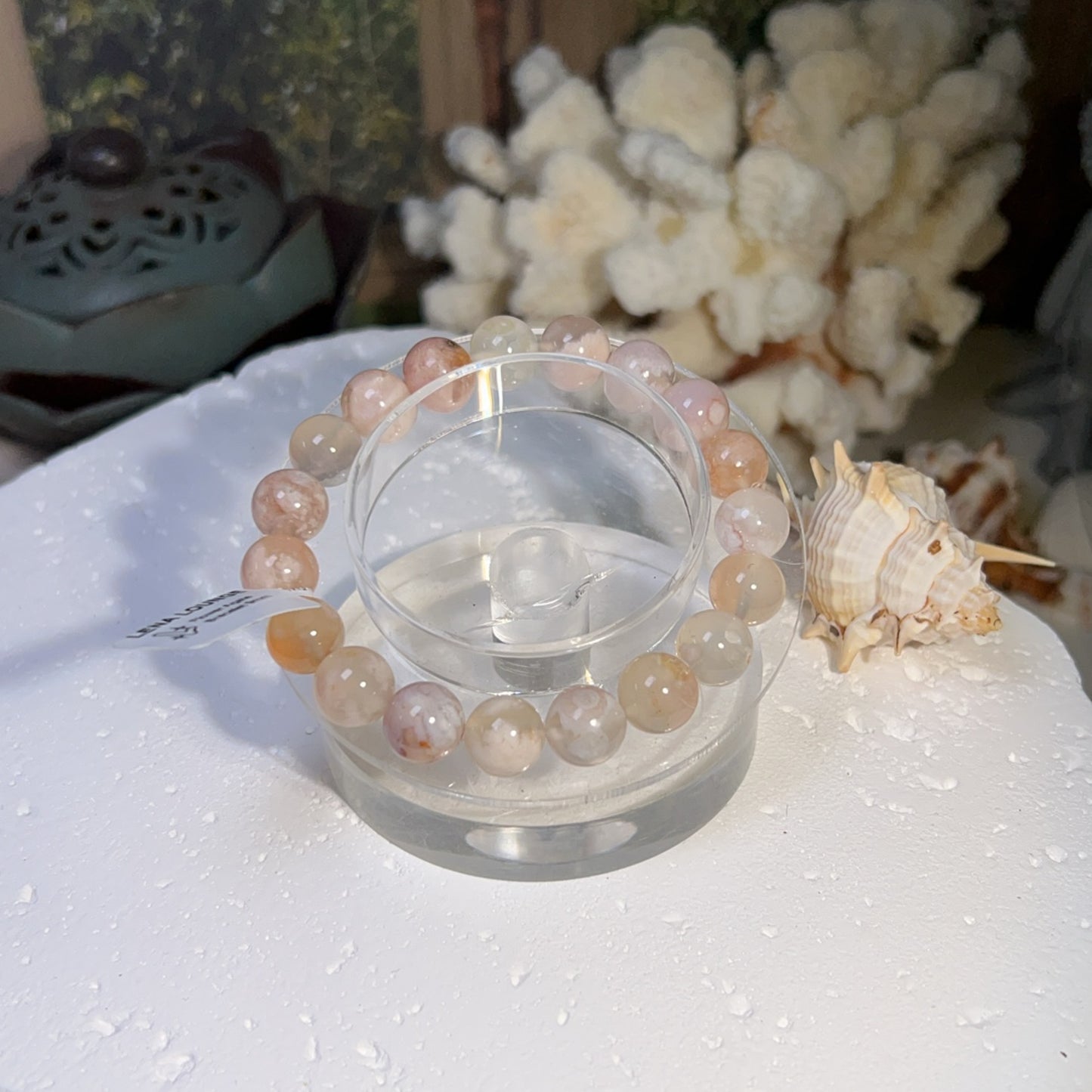 Flower Agate Bracelet 9mm