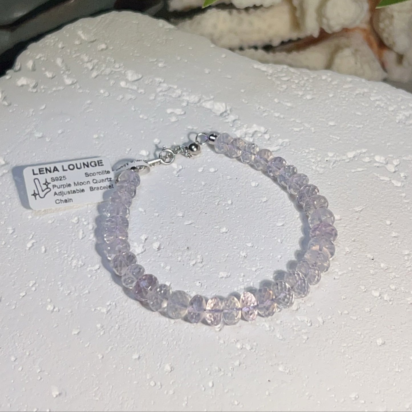 S925 Scorolite Purple Moon Quartz Adjustable Bracelet Chain