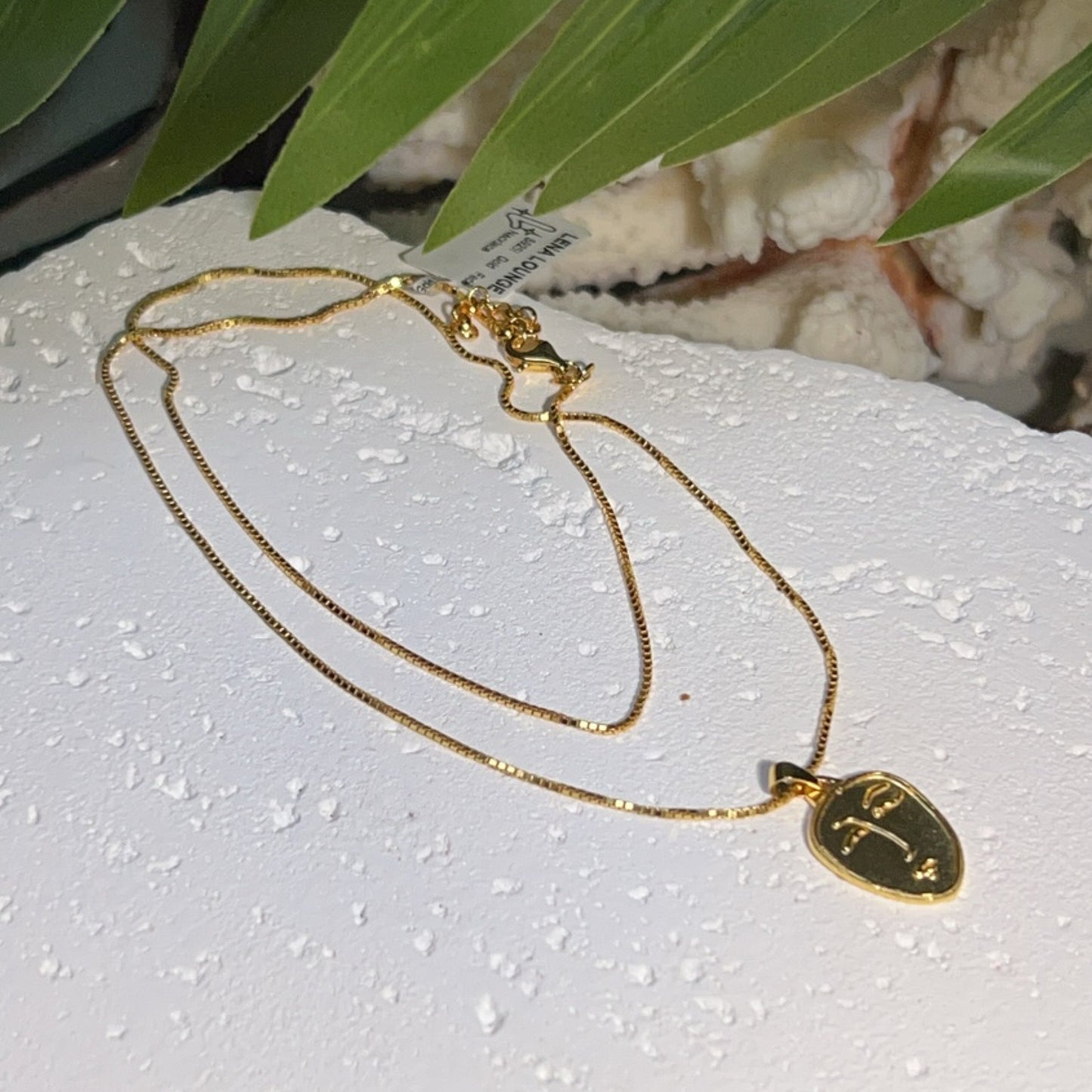 S925! Gold Face Necklace